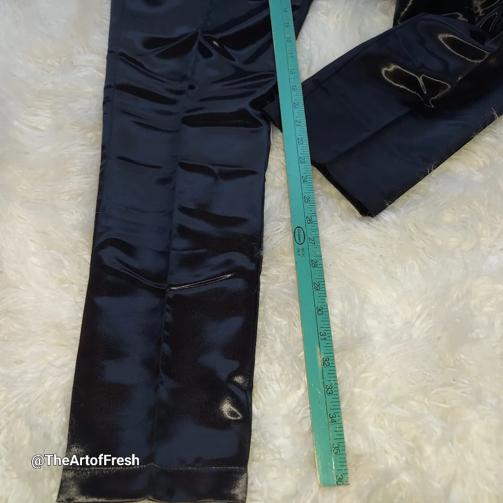 Mens 2pc Modern Fit Suit Shiny Wet  Black (Unisex) - Picture 9 of 14